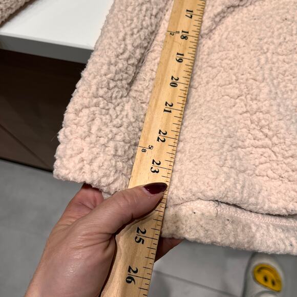 Victoria Secret PINK Cream and Neon Green Trim Sherpa Full Zip Jacket Size Small - Picture 7 of 9